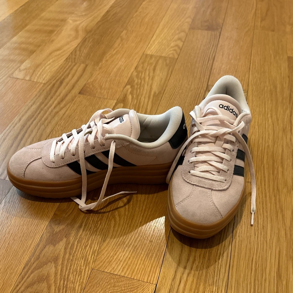 Light pink adidas gazelle bold size 7